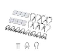 24 Pcs M10 Cable Clamp Thimble Ferrule Set 3/8" Wire Rope Rigging Accessories 304 Stainless Steel Aluminum Crimping Sleeves Wire Clamps for Cables (M10(3/8"))
