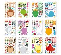 24 PCS Make a Face Animal Stickers Make Your Own DIY Stickers for Animal Sticker Faces for Party Bags Home Activities Party Favor Supplies
