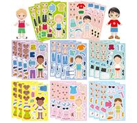 24 PCS Make a Face & Dress Up Stickers for Kids, Dress Up Games Create Faces & Costumes Art Craft Birthday Party Decorations, Party Supplies Goodie Candy Bag Fillers Party Favours