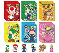 24 PCS Make a Face Sticker Sheets, Mario Stickers for Kids Crafts Make Your Own Stickers for Kids Toddlers, Make a Face Stickers Mix and Match with Super Mario for Kids Party Favor Supplies Craft