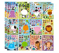 24 PCS Make-a-face Sticker Sheets,Sticker Faces for Kids Make Your Own Animal Mix and Match Animals Sticker Sheets for Children Mini Party Favor Party Bag Filler Educational Sensory Learning Toy Birth