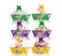 24 Pcs Mardi Gras Tray Gift Baskets with Latte Art Bow, Carnival Themed Party Favors, Perfect for Festive Giveaways, Events & Celebrations