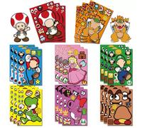 24 Pcs Mario Face Stickers Sheets for Kids Party Bags, Make Your Own Stickers Characters DIY Stickers for Party Favor Supplies Craft