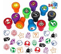 24 Pcs Mario Themed Stampers, Mario Birthday Party Supplies, Goody Bag Treat Bag Stuff for Mario Birthday Party Gifts
