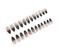 24 Pcs Mediums Almond Press On Nails Gradients False Nails Star Moon Acrylic Nails Glossy Full Covers Stick On Nails