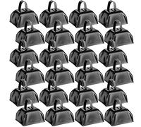 24 Pcs Metal Cowbell with Handle Cow Bells Noise Makers for Sporting Events Small Cow Bell Loud Bells Noisemaker Call Bells for Wedding Cheering Football Games, 3 x 2.8 x 2.5 Inch (Black)