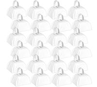 24 Pcs Metal Cowbell with Handle Cow Bells Noise Makers for Sporting Events Small Cow Bell Loud Bells Noisemaker Call Bells for Wedding Cheering Football Games, 3 x 2.8 x 2.5 Inch (White)