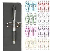24 Pcs Metal Pen Clips, 8 Color Heart Paper Clips, Pencil Loop Holders for Notebooks, Journal Planner Jumbo Office Supplies