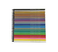 24 Pcs Metallic Colouring Pencils Assorted Colors Wooden Metallic Colored Pencil Set Art Drawing Pencils with 3.0mm Soft Lead Core Drawing Blending Sketching Shading
