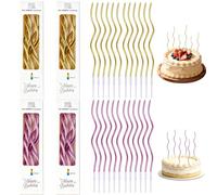 24 Pcs Metallic Gold& Rose Gold Spiral Birthday Cake Candles with Holders, 15cm Tall Gold Candles for Cake Decoration, Reusable Cupcake Candles for Birthday, Wedding, Baby Shower & Anniversary