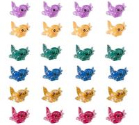 24 Pcs Mini Axolotl, Mini Resin Axolotls Miniature Gifts Charms with Glitter Design, Tiny Animal Figurines Ornament Toy for DIY Craft Dollhouse Garden Micro Landscape Aquarium Accessories