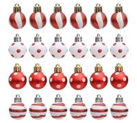 24 Pcs Mini Christmas Tree Baubles, Glittering Christmas Tree Pendant Home Decorations, Mini Shatterproof Decorative Hanging Ornaments Balls Xmas Decor, Theme Xmas Baubles(Red)
