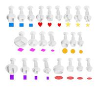 24 Pcs Mini Cookie Cutters Set, Small Cookie Cutter for Fondant Tools & Clay Cutters, Fondant Molds & Stamps (Heart Star Circle Square Prism Rectangle Oval)