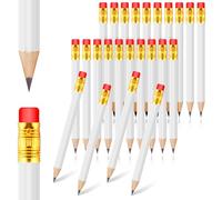 24 Pcs Mini Half Pencils White Golf Pencils with Erasers Bulk 4 Inch Short Pre Sharpened Pencil Small Pencil for Games Baby Shower Bridal Shower Wedding Presents Classroom Back to School Office Pocket