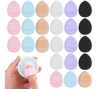 24 Pcs Mini Makeup Sponge Applicators, Ymapinc Soft Finger Sponge, Mini Makeup Puff Set, Drop-Shaped Finger Puff for Foundation/Concealer/Eye Shadow (6 Colors, 4 Each)