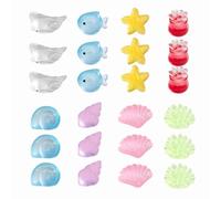 24 PCS Mini Resin Marine Organism, Mini Resin Sea Animals Tiny Figurines Glow in the Dark, Miniature Figurine Luminous Ornaments for Garden DIY Craft Micro Landscape Car Aquarium Dollhouse Decoration