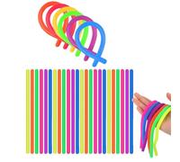 24 Pcs Monkey Noodles Fidget Toy,Stretchy Fidget Noodles Anxiety Relief Sensory,Strings Adhd Assorted,Diy Fantasy Stress Hands,Reducing Noodle Pinching,Bands Bulk Stretch For Anxiety