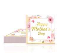 24 Pcs Mothers Day Paper Napkins - Pack Watercolor Floral Happy Mother’s Day Disposable Table DecorationsPink & Gold Decorative Serviettes for Mother’s Day Brunch, Tea Party & Gifts