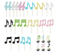 24 PCS Music Notes Cupcake Toppers,Toppers Rock Star Music Symbol Cupcake Picks,Party Cake Decorations Supplies for Rock Music Concert Theme Kids Birthday,Colorful