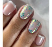 24 Pcs Nail Flower Press Square Artificial Nails Adheres To The Nails, Floral Phrase Nails For Special Occasions
