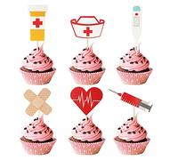 24 Pcs Nursing Cupcake Toppers Nurse Graduation Cupcake Picks for Nurse Medical Rn Themed Graduation Birthday Party Cake Decorations Photo Prop