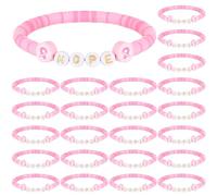 24 Pcs Orange Leukemia Awareness Bracelets Stackable Hope Polymer Clay Beaded Ribbon Bracelets Leukemia Kidney Cancer Awareness Products Inspirational Accessories Jewelry Gift Bulk for Women Man