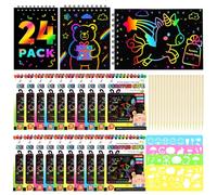 24 Pcs Party Bag Fillers for Kids, Scratch Art Party Bag Fillers, Arts and Crafts Rainbow Scratch Gifts age 4-9, Classroom Rewards Goodie Loot Party Bag Filler Toy for Boys Girls Birthday Party Favors