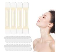 24 Pcs Patch Adhésif De Lifting du Cou, Autocollant De Levage du Cou, Kit de Bandes de Lifting, 20 Patches Invisibles + 4 Élastiques pour Contour V Instantané, Visage, Cou & Yeux