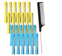 24 Pcs Perm Rods for Short Hair Perming Kit 0.35/0.27 Inch Perming Rods Perm Kit Perm Rollers Perm Curlers Hair Rollers with Steel Tail Comb for Long Short Hair Hairdressing Styling Tool Blue Yellow