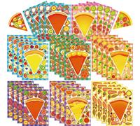 24 PCS Pizza DIY Stickers for Kids, Pizza Theme Make a Face Art Craft Kit, Pizza Pie Birthday Party Decorations, Goodie Candy Bag Fillers Party Favours Gift Set