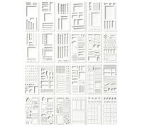 24 Pcs Planner Stencils Templates, Multifunctional Handmade Flexible Record Template Stencils Drafting Tools for DIY Scrapbooking Notebooks Label Making Daily Planner