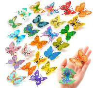 24 PCS Plastic Butterflies Toy, Butterfly Action Figures Art Toys, 24 Styles Colorful Lifelike Interactive Butterfly Decoration for Kindergarten, School Education and Animal Themed Party Decor