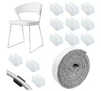 24 Pcs Plastic Chair Tube Clamp with Felt Pad Chair Leg Caps Glides U Shaped Tube Sleeve Tube Clamp Floor Protectors Plastic for Foot Covers on Most Furniture (12mm,White)