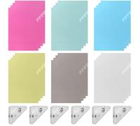 24 Pcs Plastic Folders A4, A4 Plastic Sleeves with 6 Pcs Anti-Curling Corner Clamp, Clear Wallets for Paperwork for Office School Work Report Presentation Project Documents File