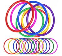 24 PCS Plastic Toss Rings,Ring Toss Game for Kids,Outdoor Toss Rings for Speed and Agility Practice Training Games,Multicolor Training Rings Carnival Rings Garden Backyard Outdoor Games (12.5CM)