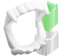 24 Pcs Plastic Vampire Teeth Fake Fangs - 12 Glow-in-The-Dark and 12 White Vampire Teeth, Halloween Costume Props, Party Supplies and Trick or Treat Accessories