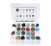 24 Pcs Polished Crystal and Gemstone Set - Lucky Pocket Stones, Healing Stones, Chakra Crystals and Collection for Beginners and Collectors, Natural Stone Gift Box