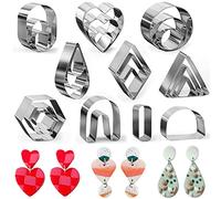 24 Pcs Polymer Clay Cutters Clay Earring Cutters, Clay Cutters Handmade, Stainless Steel Polymer Clay Cutters, Cookie Cutters Set for Making Jewelry Biscuit Fondant Cake Cookie Dessert, 10 Shapes