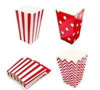 24 Pcs Popcorn Carton, Popcorn Bag, Striped Popcorn Bucket, Sweets Carton, Striped Party Box for Movie Nights And Holiday Parties