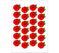 24 Pcs Poppy Stickers - Poppy Badges and Pins 2025, Red Poppies Paper Labels, Lest We Forget Remembrance Day Poppies Flower Stickers, Armistice Day Memorabilia Always Remember and Honor Military
