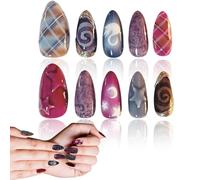 24 PCS Press on Nails Almond, Fake Nails with Glue, Sticker 3D Medium Length, Stars & Moon Full Almond Gel Three Dimensional Women's Full Set Accessories Cute Women's Fashion Decoration