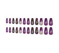 24 Pcs Press On Nails Long Coffin Stick On Glittering Artificial Gradients Leopards False For Woman