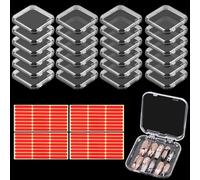 24 PCS Press on Nails Packaging Set, Kalolary Clear Empty Nail Tips Display Storage Box Set with 4 Sheets Upgraded Double Sided Tapes Transparent False Nail Display for Press on Nail Business Salon