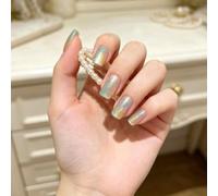 24 Pcs Press on Nails Short Square Fake Nails Rainbow Glitter Gradient Shiny Multicolor Ombre Wearable Flakes for Home Salon