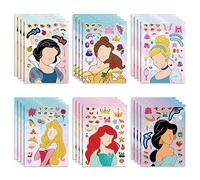 24 PCS Princess DIY Stickers Gift Set for Kids, Princess Theme Make a Face Art Craft Birthday Party Decorations, Make Your Own Sticker for Party Goodie Bags, Princess Party Supplies Party Favours
