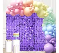 24 Pcs Purple Shimmer Wall Backdrop Panels for Party, MSDADA 6 FT x 4 FT Purple Sequin Backdrop for Birthday Graduation Home Party Decorations Anniversary Decor