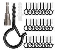 24 PCS Q-Hanger Hooks, Screw Hooks for Outdoor String Lights, Safety Buckle Design Cup Eye Hook for Hanging Christmas Lights, Plants, Wind Chimes, Mounted on Wall Ceiling, Include 1 Wing Nut Driver