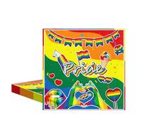24 Pcs Rainbow Paper Napkins, Pride Cocktail Serviettes 33cm