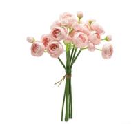 24 Pcs Ranunculus Artificial Flowers | Faux Silk Peonies with Flexible Stems for Vase Arrangements | Wedding Centerpieces | Home and Party Decor | White and Pink(Pink)