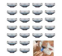 24 Pcs Razors Blades for Men, Razor Blades Refills Compatible with Mach 3 Handles, 3-Layer Shaver Blades with Double Lubrication Strip, Premium Quality Replacement Blades for for Daily Use
